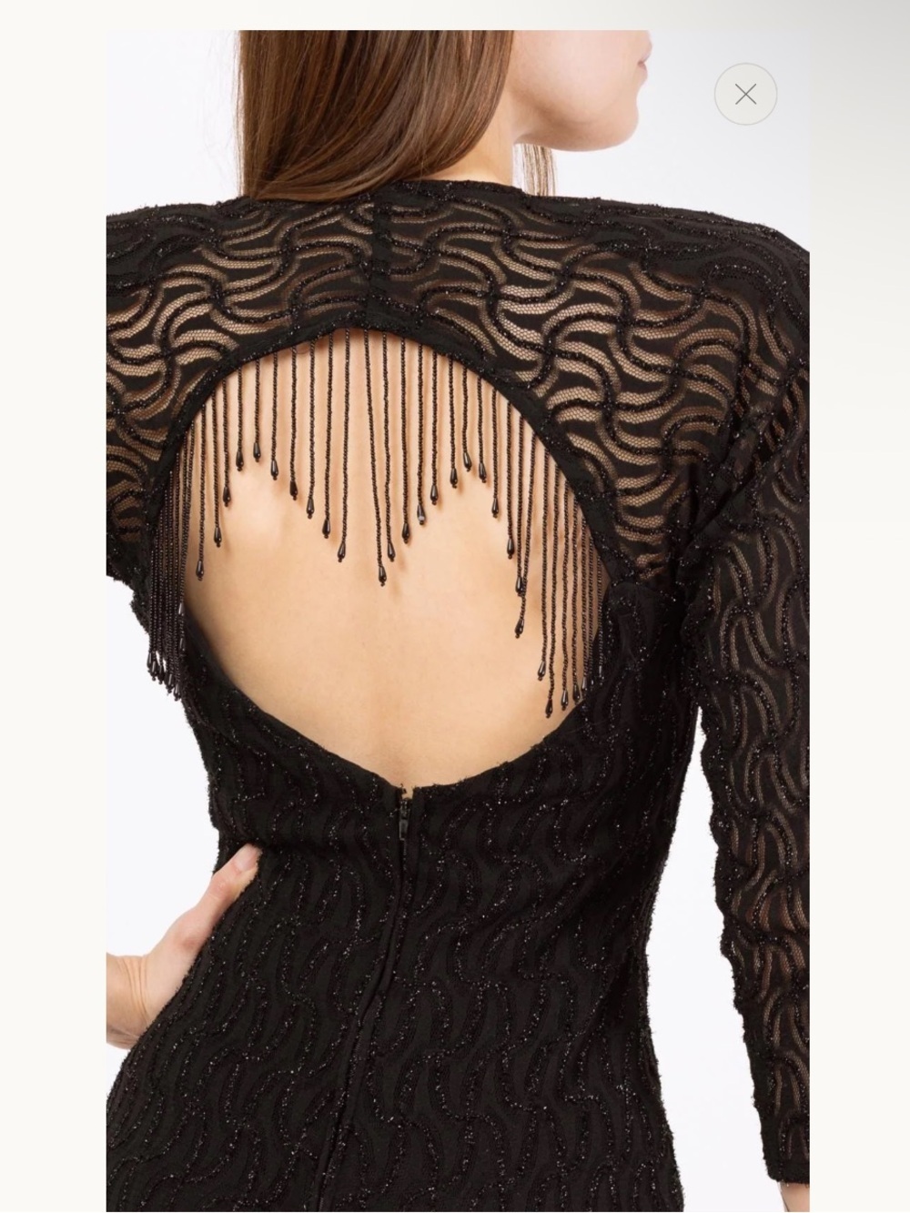 Vintage Zum Zum Black Beaded Open-Back Evening Dress